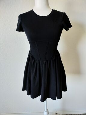 Corset Style Black Short Sleeve  Dress
